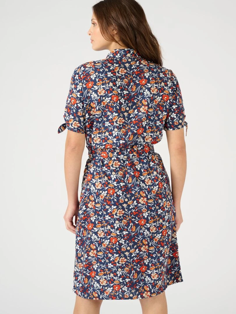 Robe chemise fibres pure viscose Lenzing(TM) EcoVero(TM)   Damart   Bleu marine