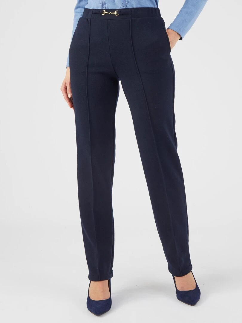 Pantalon droit maille milano Thermolactyl Damart Bleu marine
