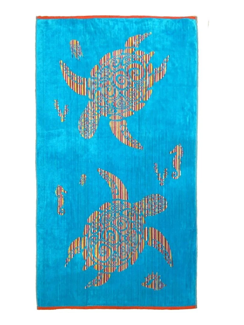 Serviette de plage éponge velours Jacquard Murieta 90x160 Bleu ciel