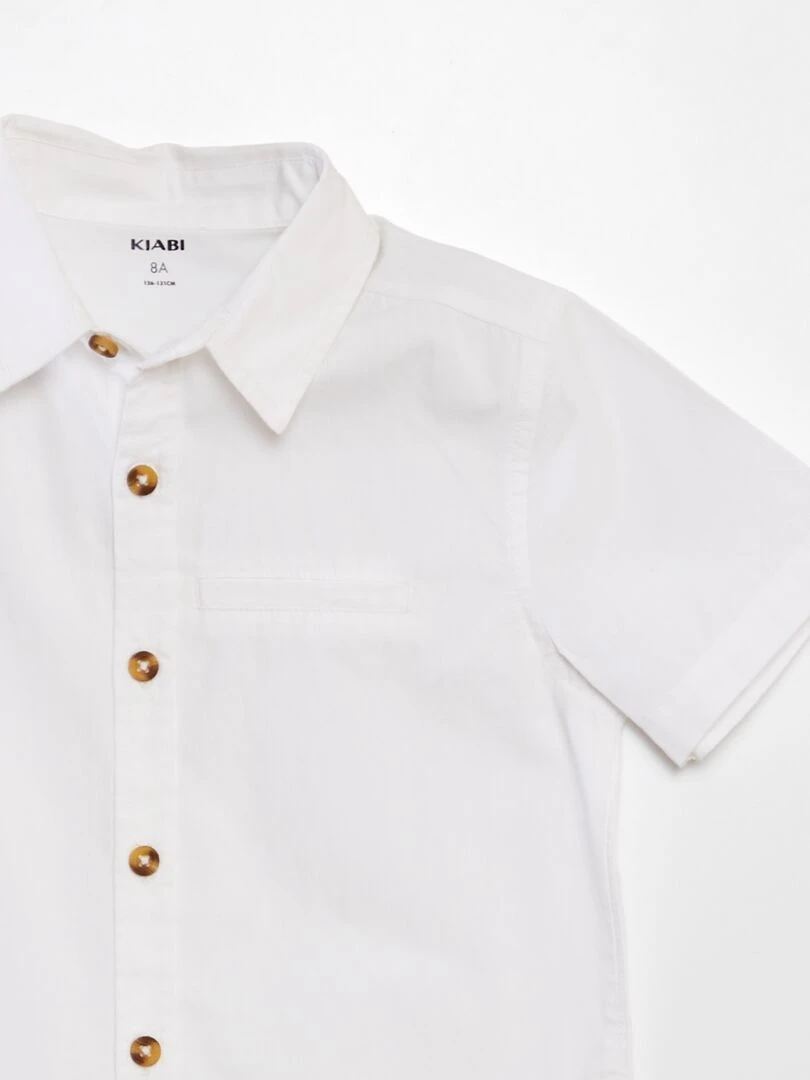 Chemise manches courtes unie blanc