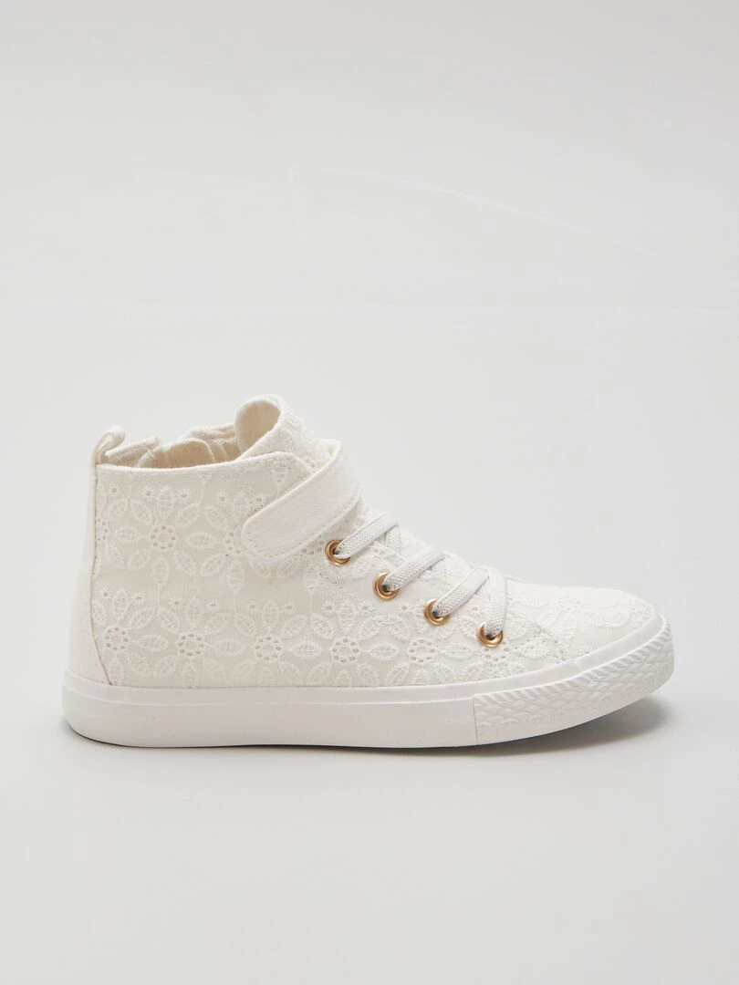 Baskets hautes en toile macramé   Blanc