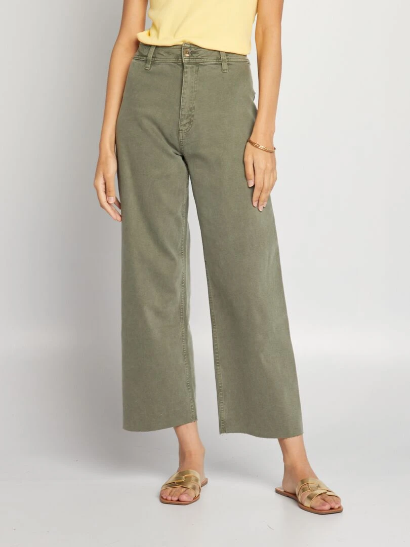 Jean wide leg à taile haute Vert