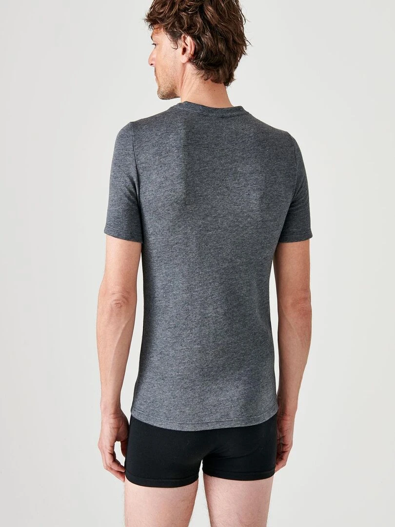 T shirt double face col rond Thermolactyl   Damart   Gris