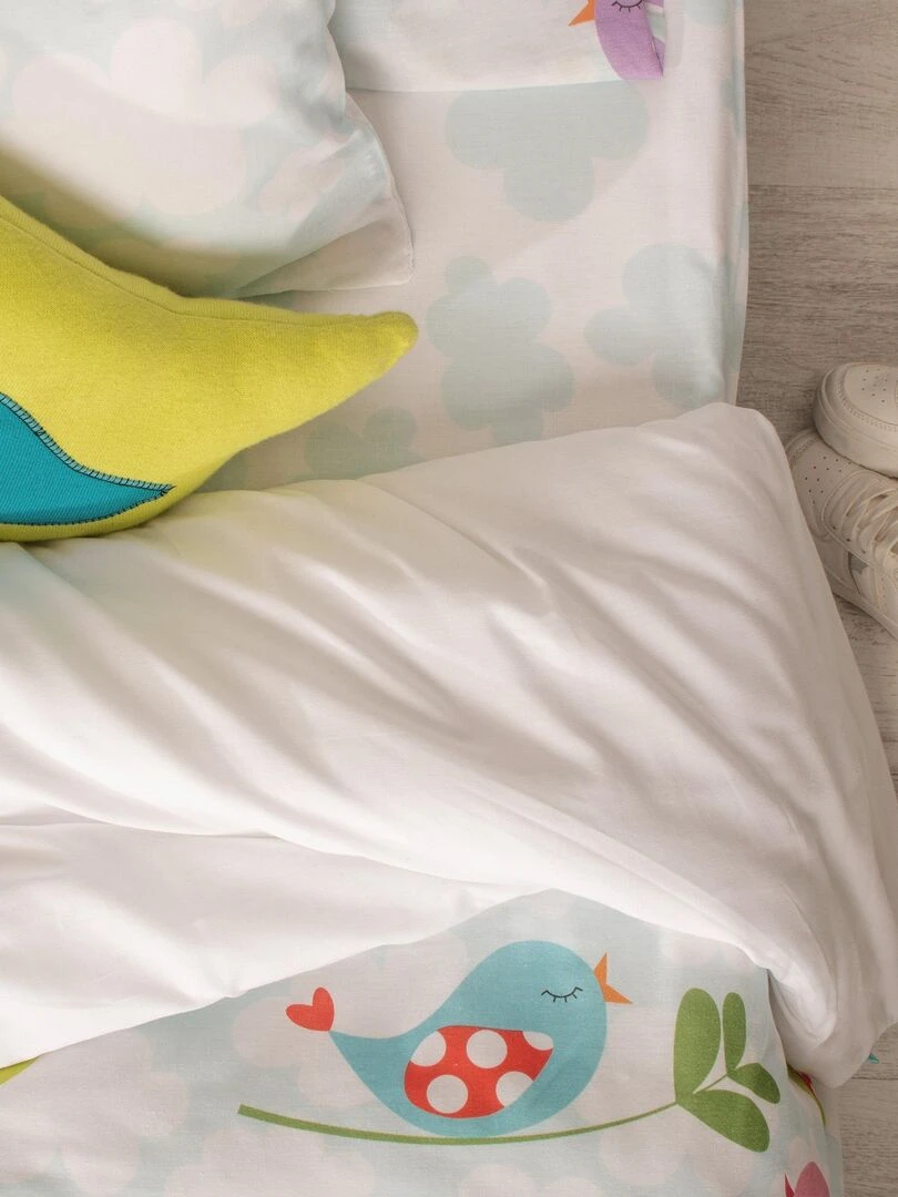 Parure housse de couette 2 pièces Little birds "Happyfriday" Bleu Rose
