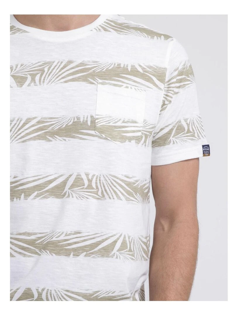 T shirt col rond pur coton NADILAND   Ecru