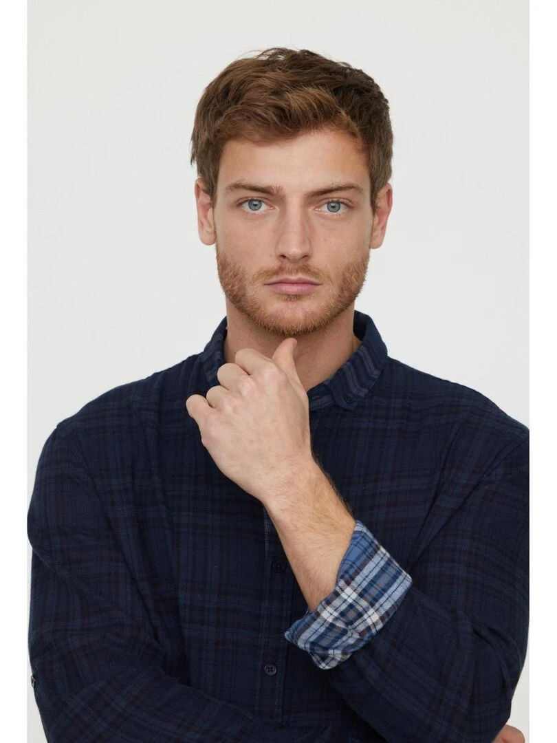 Lee Cooper   Chemise manches longues coton  DOMBRE   Bleu marine