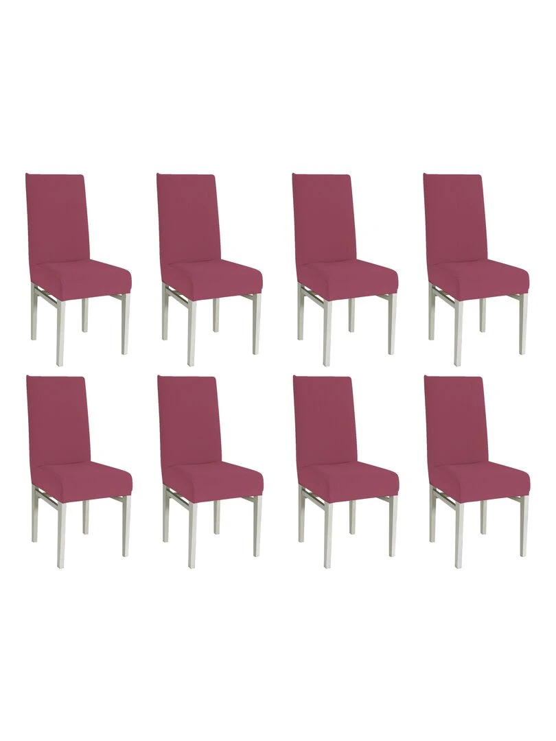 Lot de 8 Housses de chaise extensible Fuschia Rose fushia