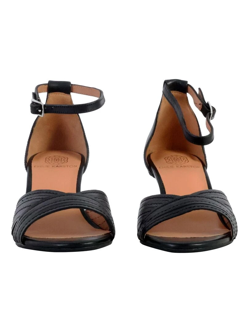 Sandale à Talon Cuir Emilie Karston Praline   Noir