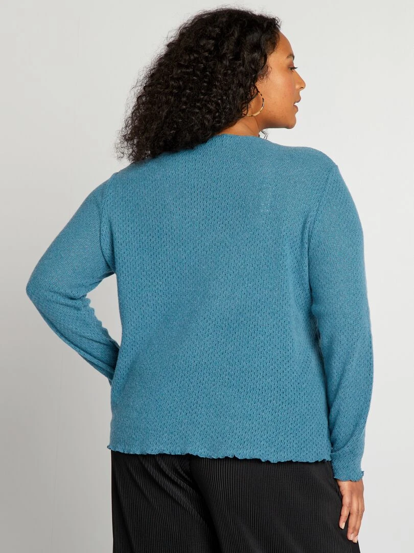 T shirt en maille ajourée   Bleu