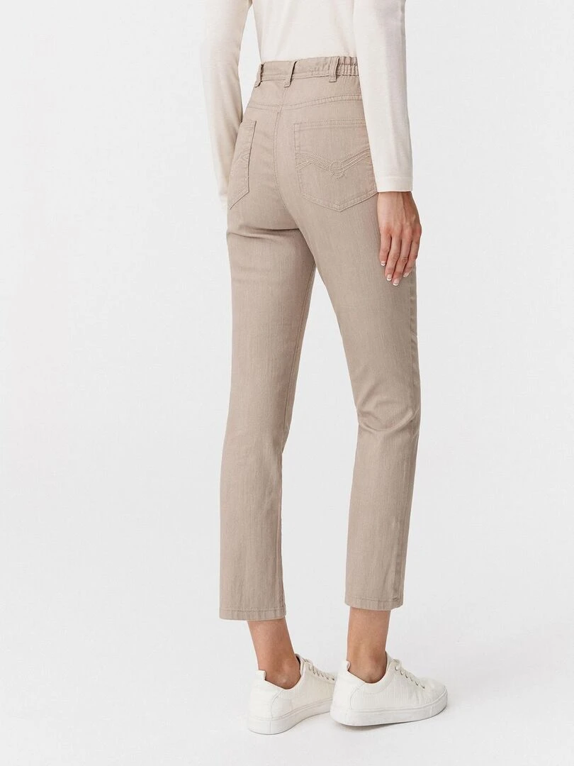 Pantalon stretch en toile   Damart   Marron