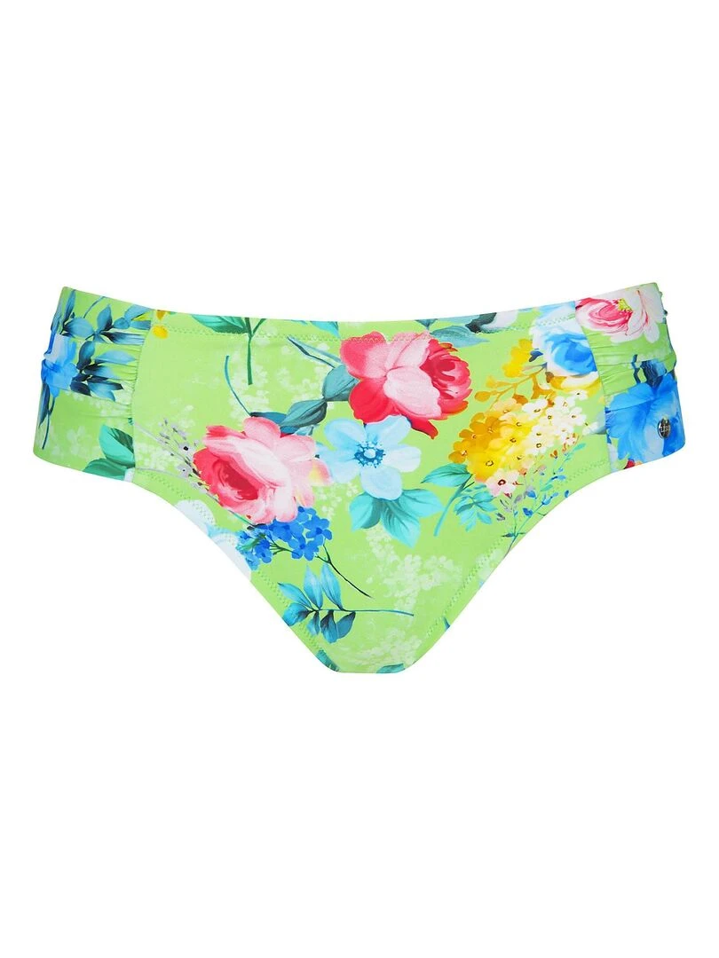Bas maillot slip de bain taille haute côtés froncés Manila   Vert