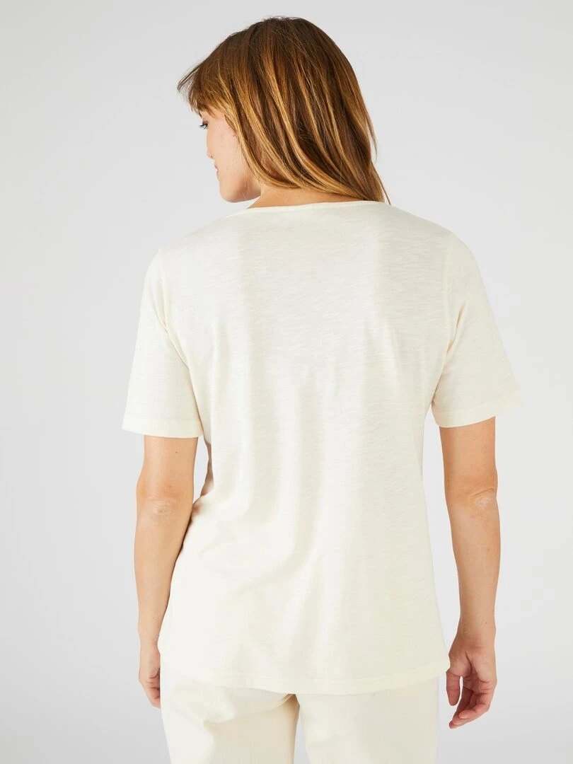 Tee shirt mélange coton biologique   Damart   Beige clair