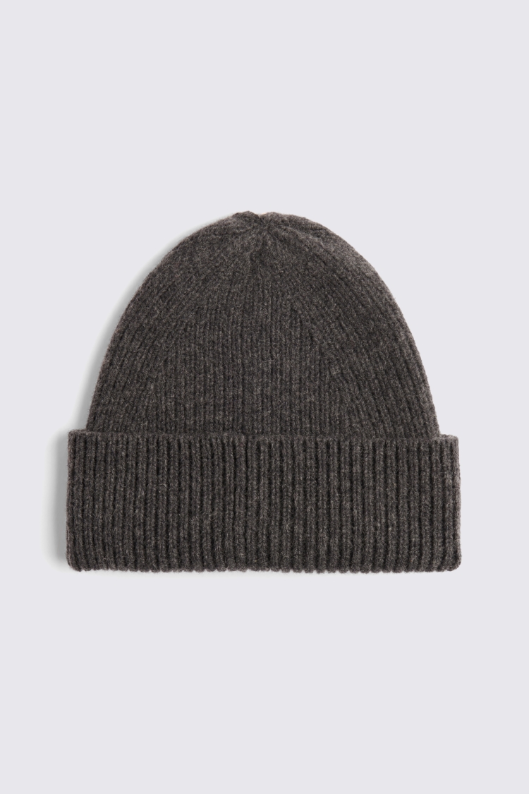 Charcoal Cashmere Blend Ribbed Beanie Buy Online at Moss