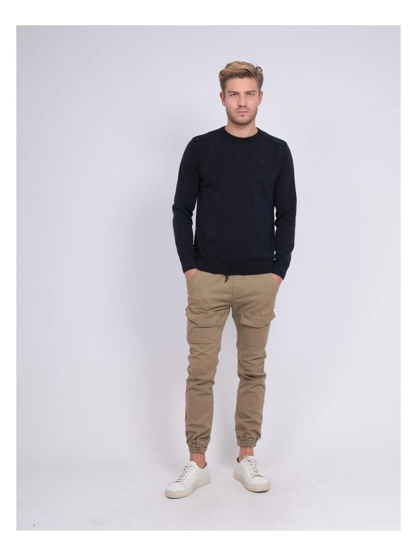 Pull fin col rond coton ARTHUR   Bleu marine