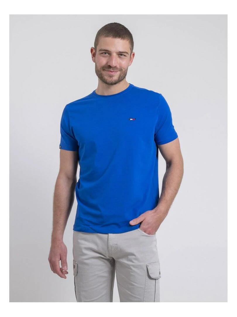 T shirt col rond pur coton NEROTEN Bleu roi
