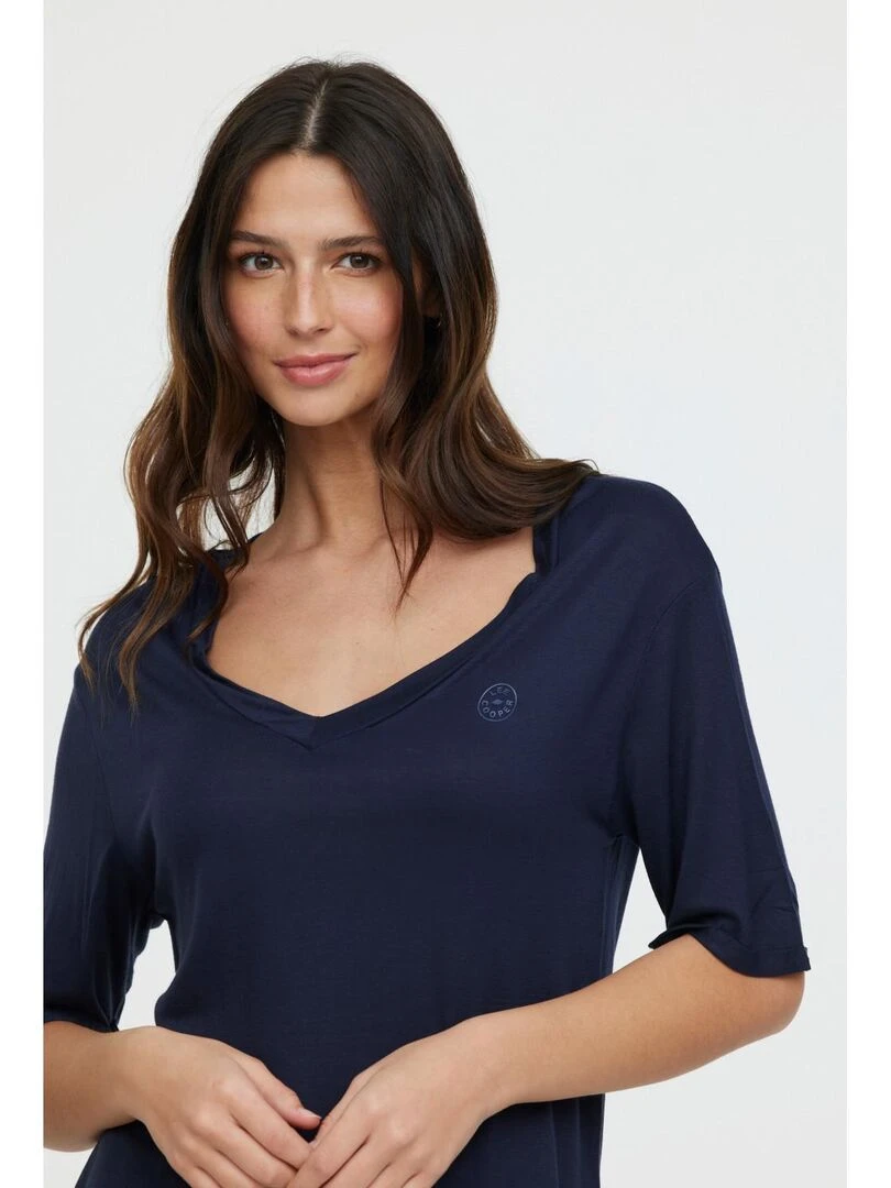 Lee Cooper   T Shirt manches courtes viscose regular ADOUNA M   Bleu marine