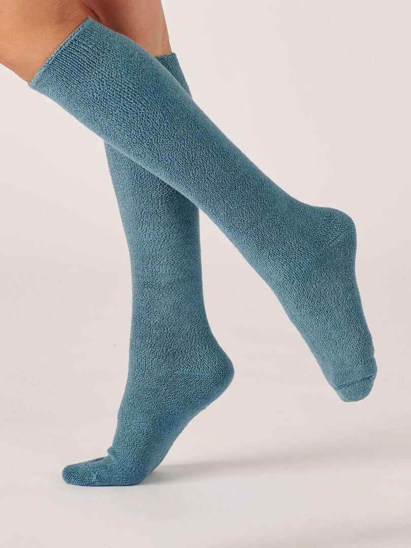 Mi bas jersey maille bouclette Thermolactyl Damart Bleu gris