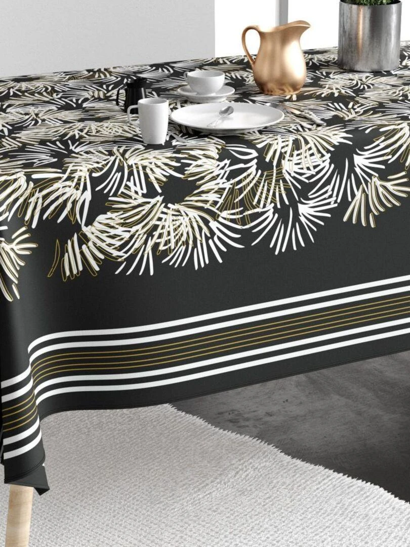 Nappe 150x250 cm Polyester à motifs Pamca Noir