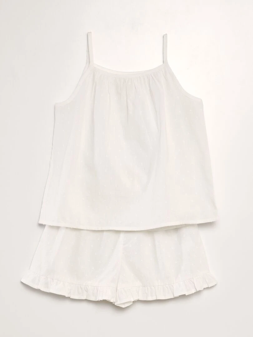 Pyjama court débardeur + short 2 pièces Blanc