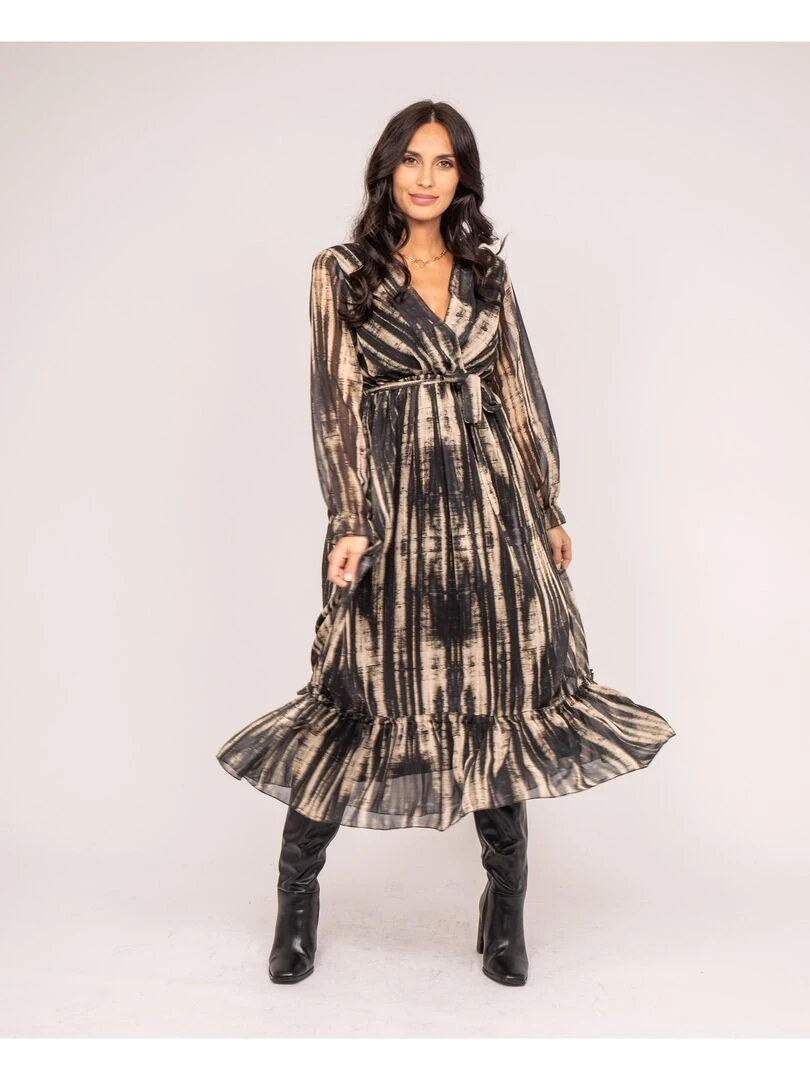 Robe longue motifs IZAN   Kaki