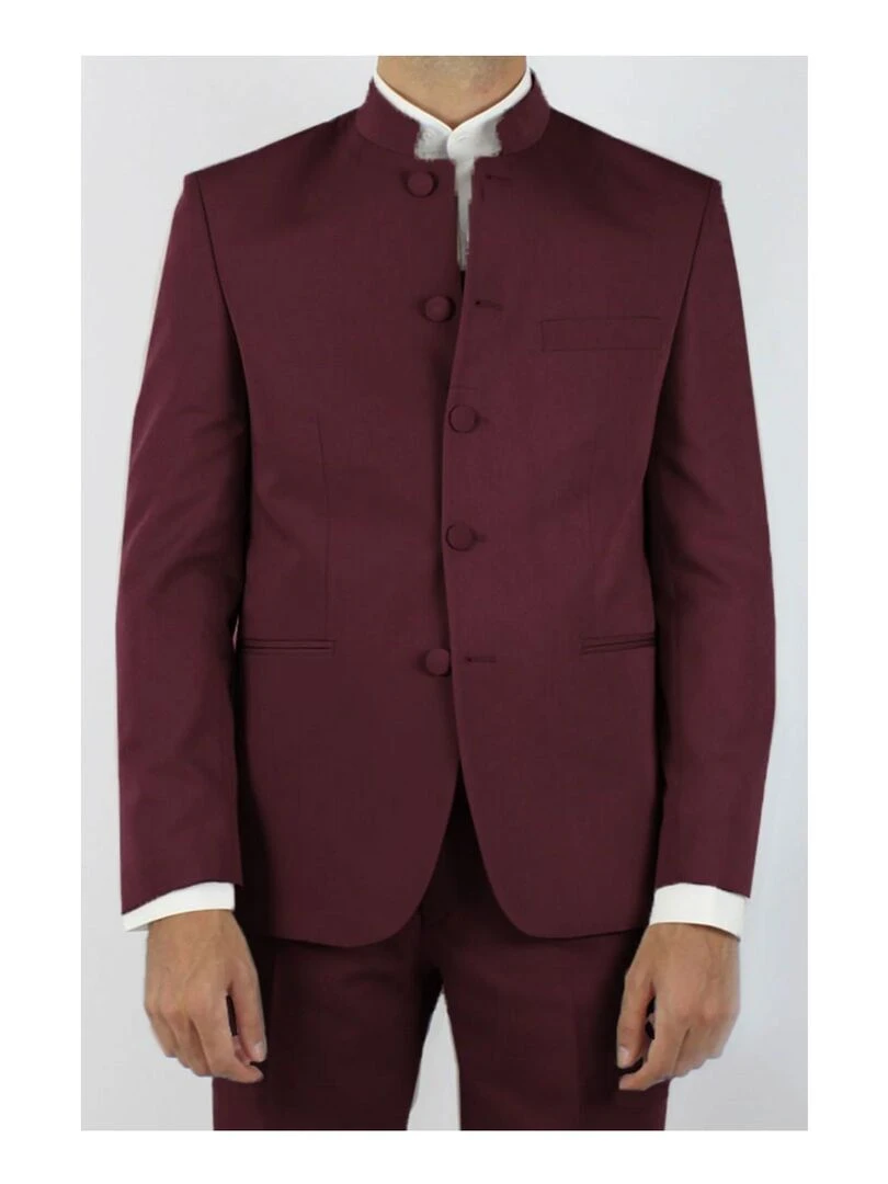 Veste col mao Kebello Bordeaux