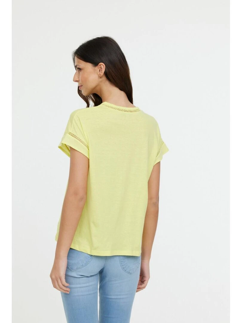 Lee Cooper   T Shirt manches courtes coton/lin regular ACANA MC   Jaune citron