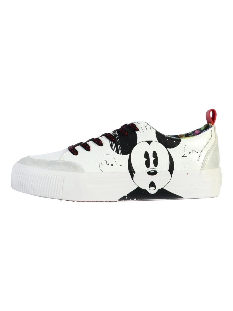 Basket à Lacets Desigual Street Mickey Crack Blanc