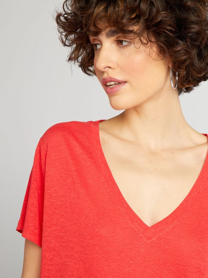 T shirt basique manches courtes   rouge