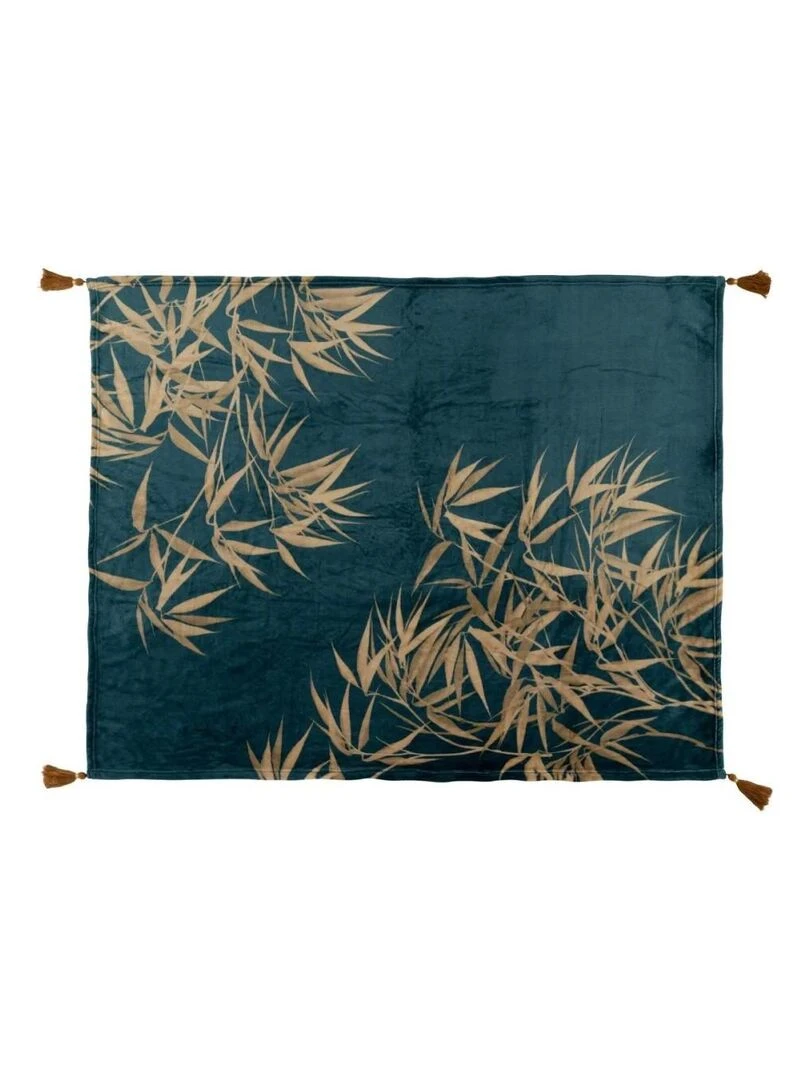 Plaid flanelle 125x150 cm Jiling bambou Bleu