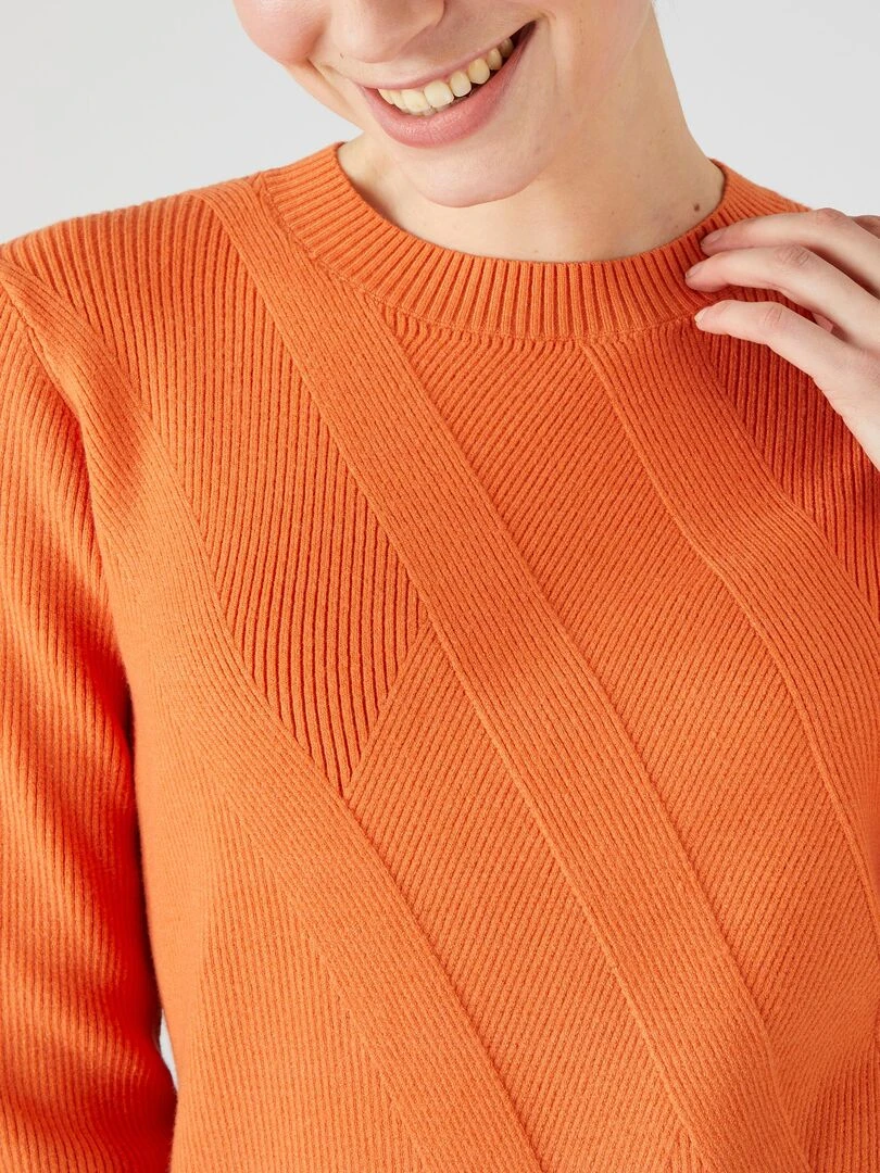 Pull jeu de côtes fantaisie Damart Abricot