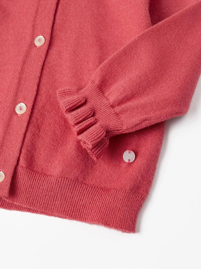 Gilet en Maille avec Volants pour Bébé Fille  SPRING BEGINS   Rose foncé