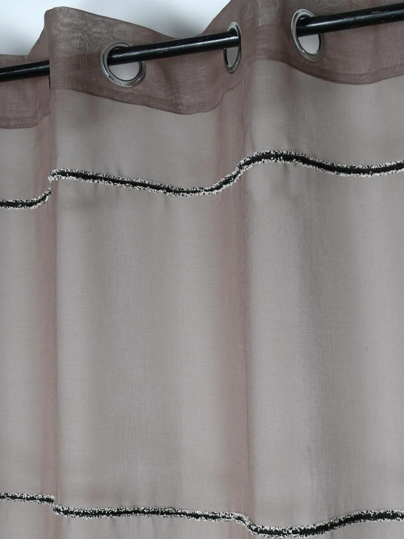 Voilage uni à galons effilochés   Taupe