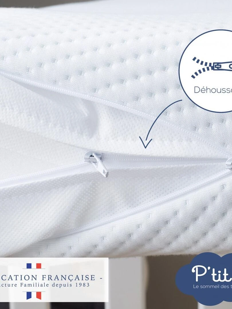 Matelas Bébé Allergostop®   60x120 cm   Déhoussable   Blanc
