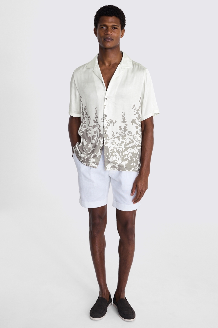 Off White Linen Blend Knitted Cuban Collar Shirt   Buy Online at Moss