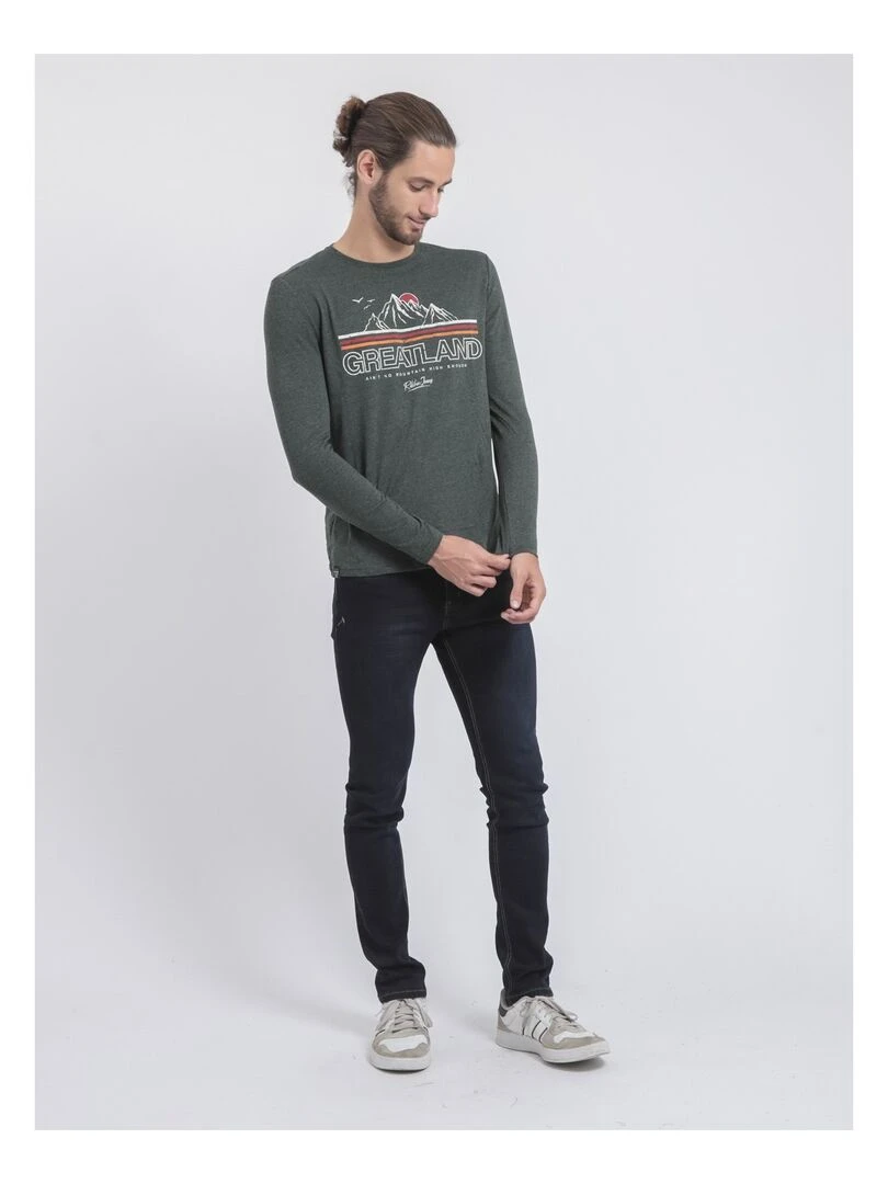 T shirt manches longues col rond JORIMUX   Vert foncé