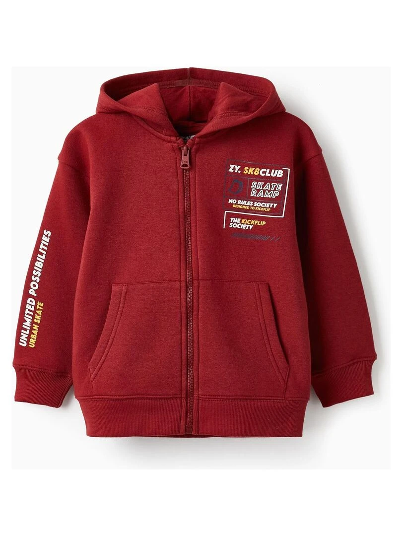 Veste à capuche en molleton pour garçon 'SK8 Club' Skater's’ Dictionary Rouge foncé