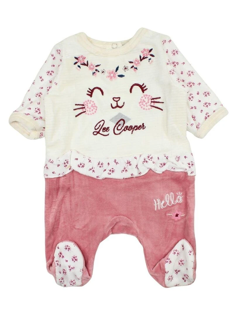 Lee Cooper Grenouillere bébé fille imprimé Lee Cooper en coton Rose foncé