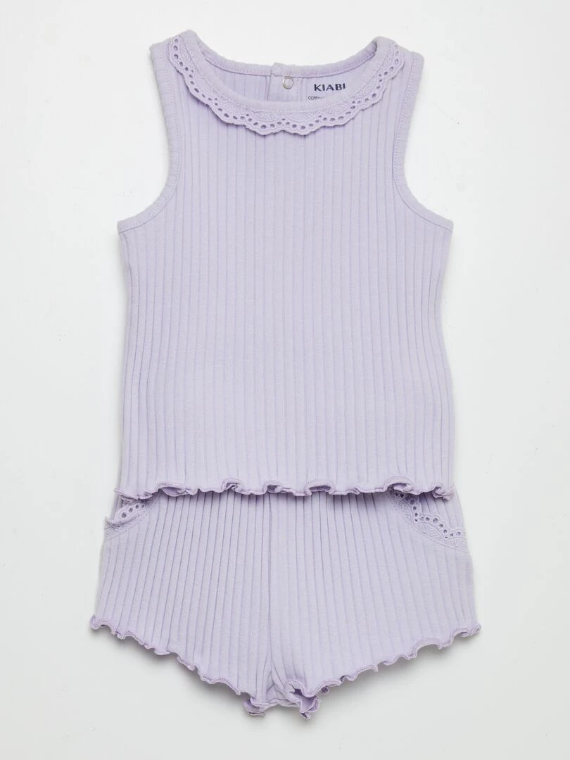 Ensemble débardeur + short côtelé 2 pièces Violet
