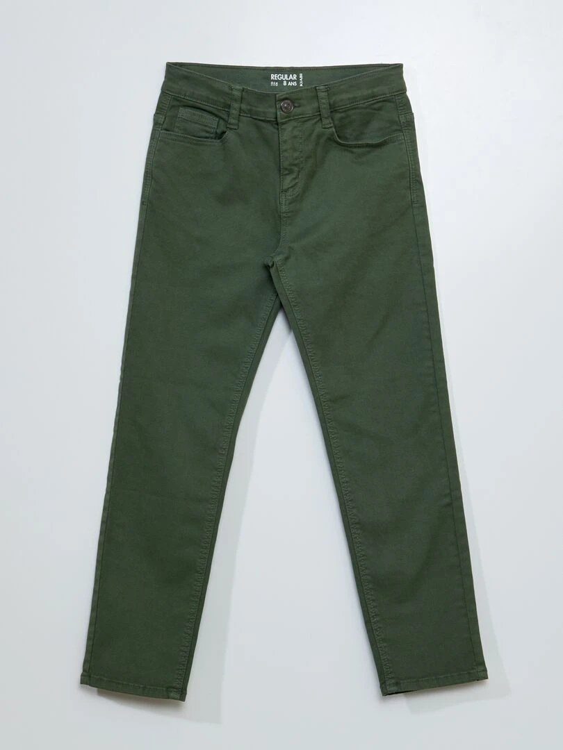 Pantalon regular en twill Vert