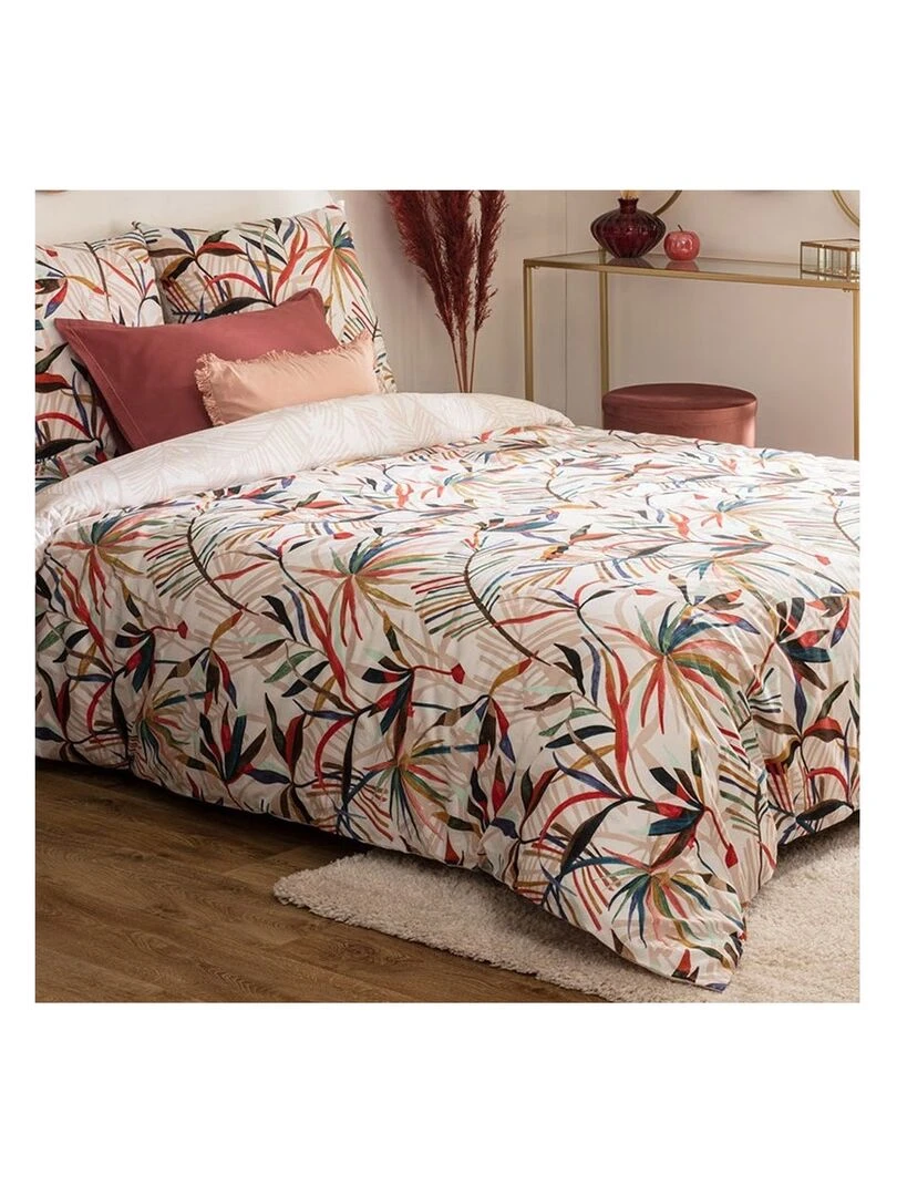 Housse de couette 240x220 Roxane + 2 taies 100% coton 57 fils   Bleu