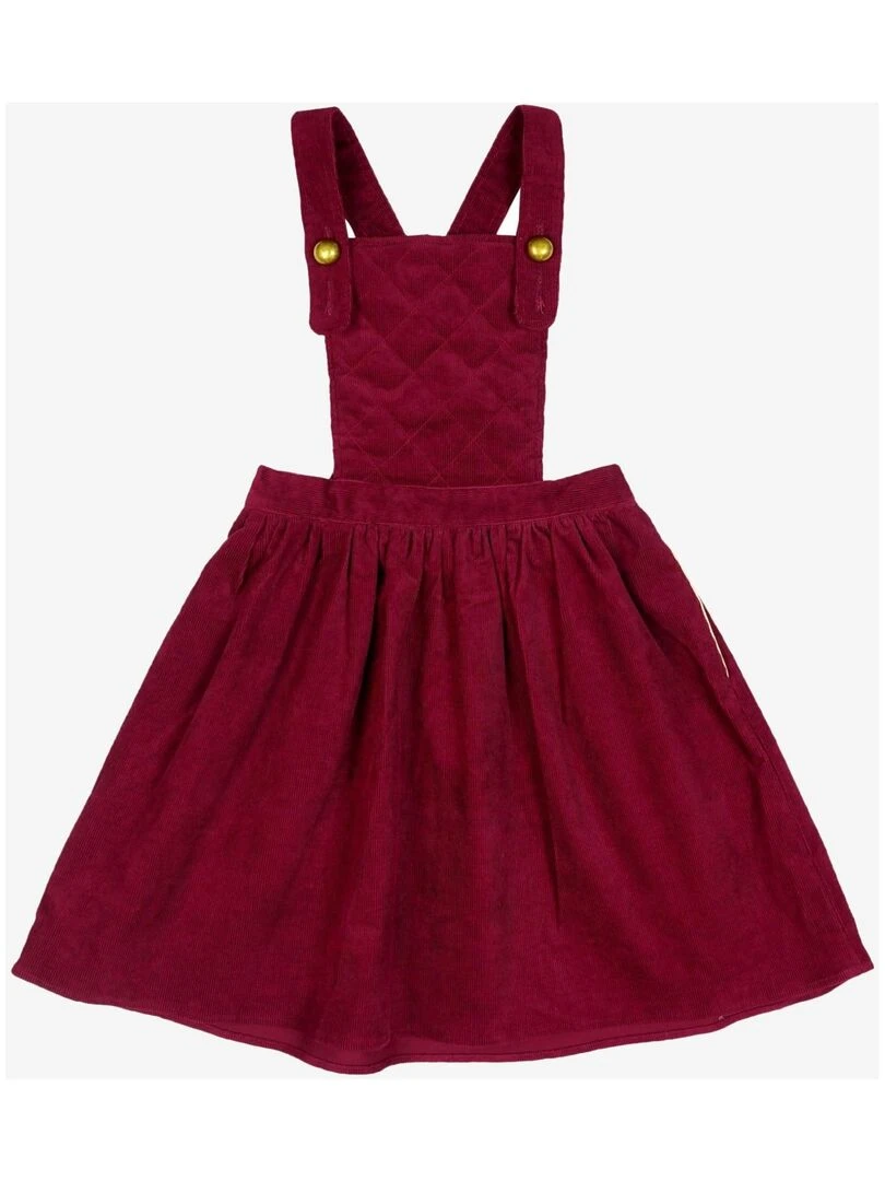Robe Salopette Fille  Velours Bdx  ECOLIÈRE   'LA FAUTE A VOLTAIRE'   Rouge