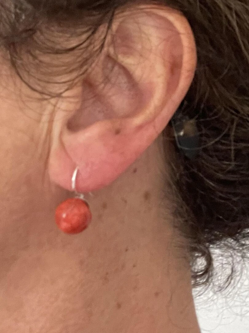 Boucles d'oreilles dormeuse Bijoucolor Rouge