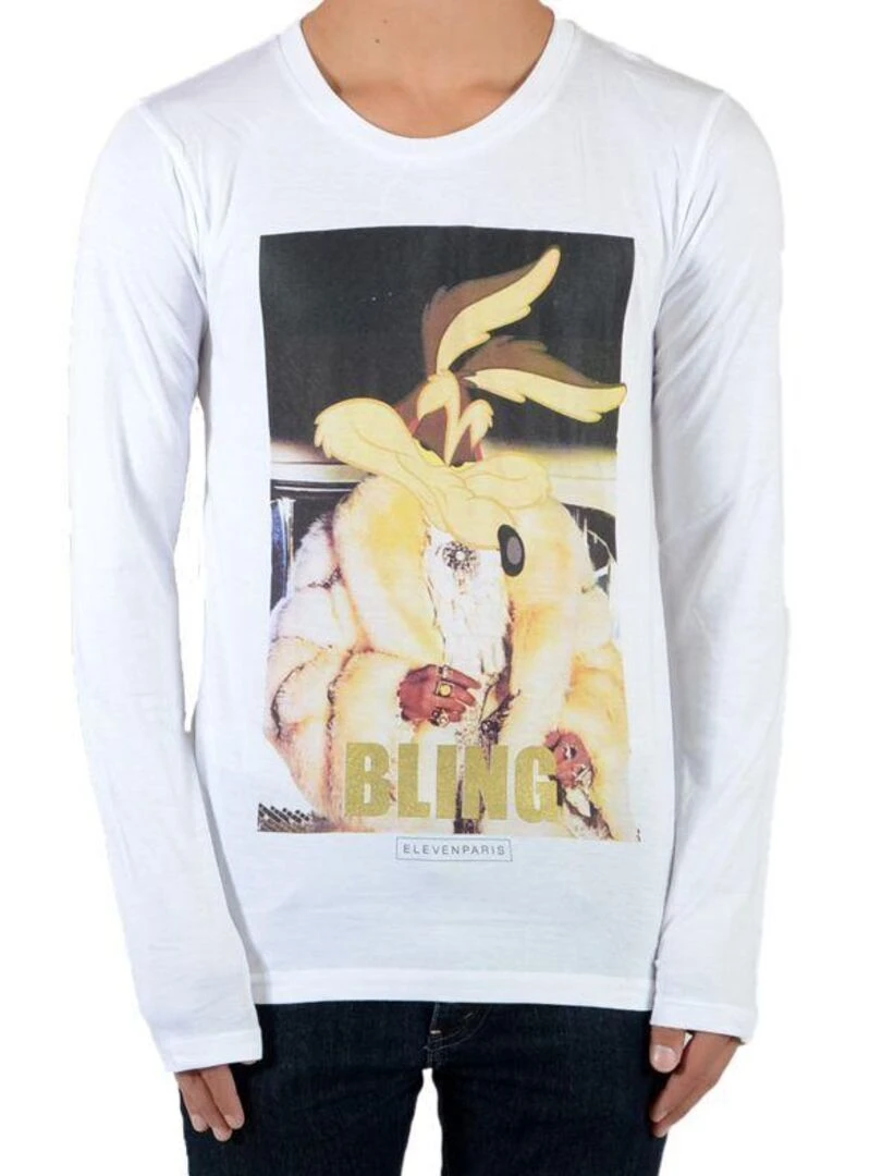 Tee Shirt Little Eleven Paris Bling LS Mixte Garçon  Fille  Blanc   Blanc