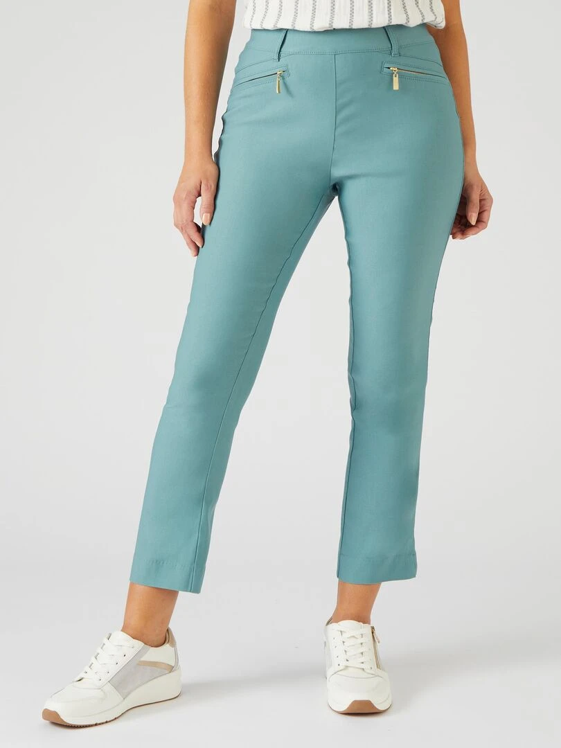 Pantalon 7/8ème toile extensible Damart Vert anis