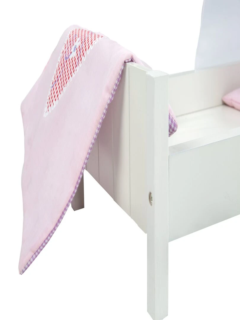 ROBA Lit pour Poupée en Bois "Fienchen" Inclus Textile Rose   Laqué Blanc   N/A