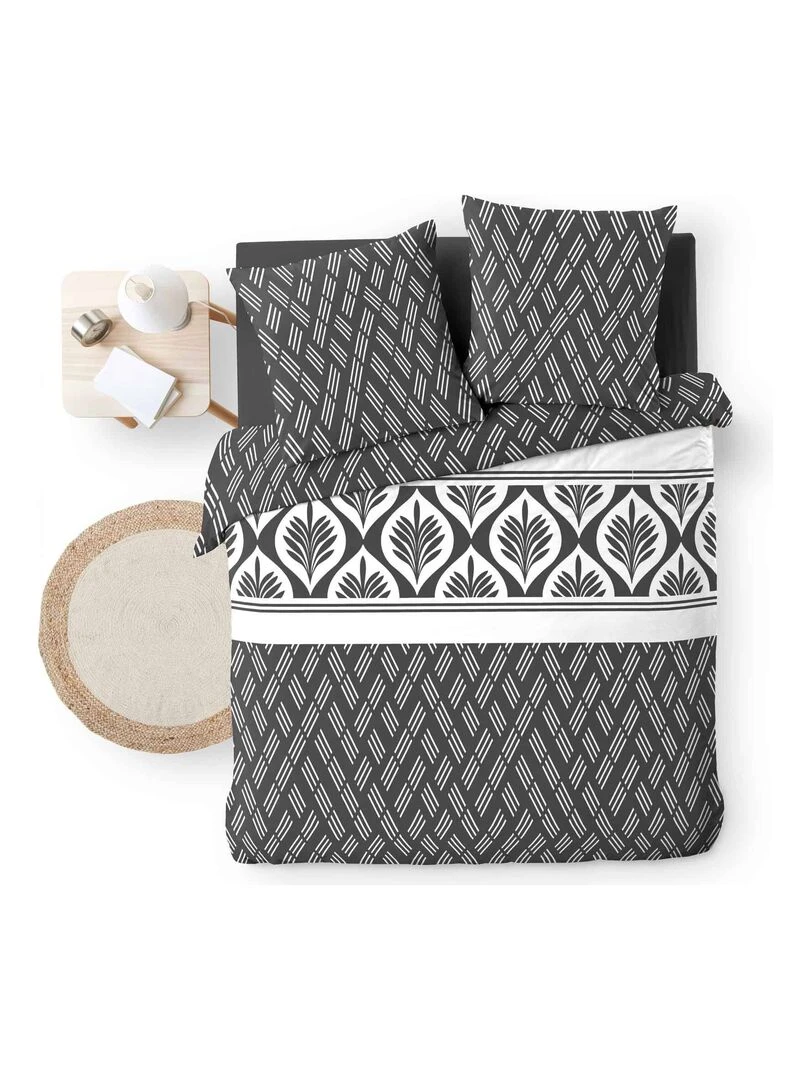 Housse de couette 260x240 + 2 taies Bonnie coton 52 fils   Blanc