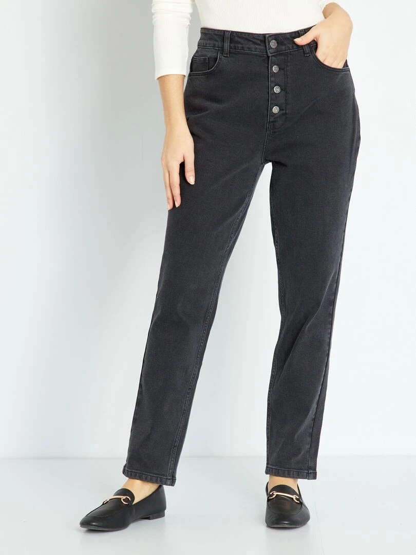 Jean mom à taille très haute L32 Noir