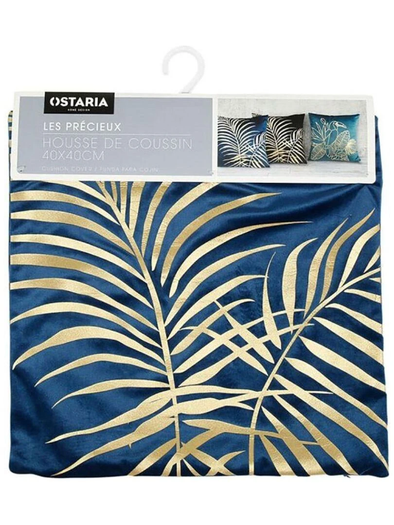 Housse de coussin 40x40 cm Palm marine   Bleu