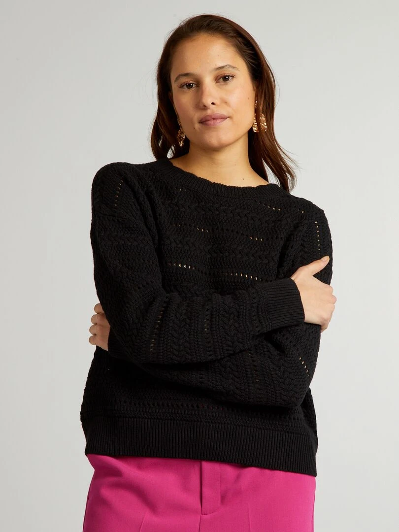 Pull en maille ajourée   noir