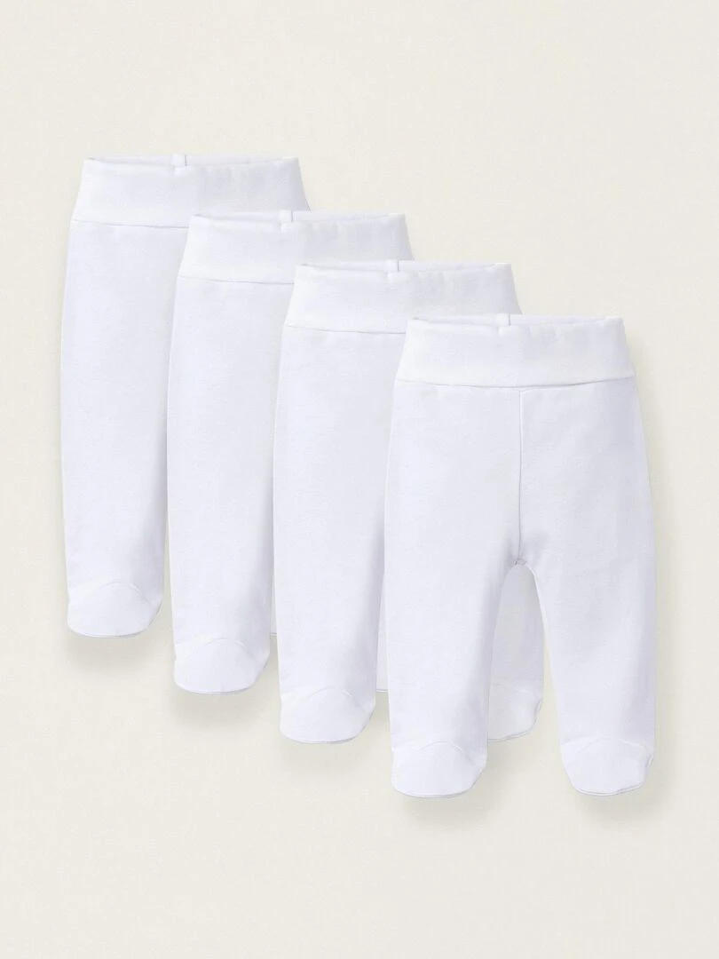 Pack 4 Pantalons avec Plis et Effet Thermique pour Nouveau Né et Bébé ESSENTIALS LINE Blanc